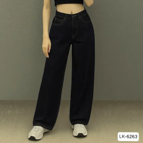 Quần jeans nữ QG289 ống suông tôn dáng, chất vải dày mềm không co giãn