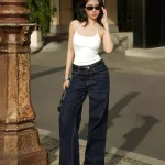 Quần jeans nữ QG289 ống suông tôn dáng, chất vải dày mềm không co giãn