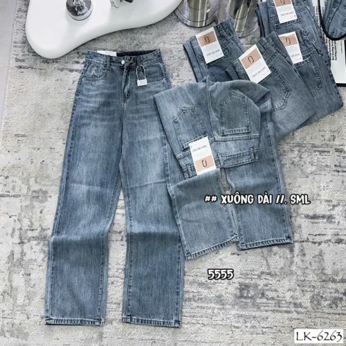 Quần jeans nữ QG289 ống suông tôn dáng, chất vải dày mềm không co giãn
