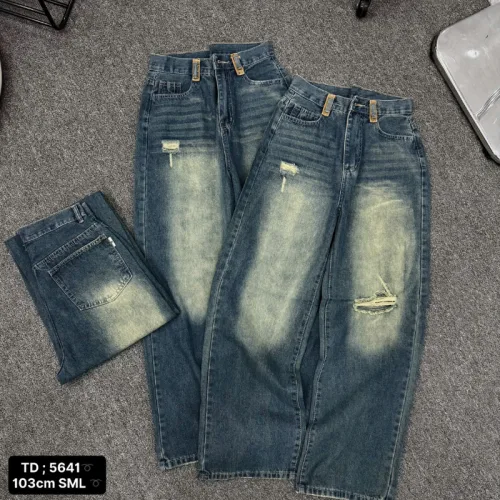 Quần jeans nữ 5641 ống suông, chất vải dày mềm không co giãn