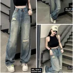 Quần jeans nữ 5641 ống suông, chất vải dày mềm không co giãn