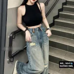 Quần jeans nữ 5641 ống suông, chất vải dày mềm không co giãn