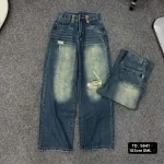 Quần jeans nữ 5641 ống suông, chất vải dày mềm không co giãn
