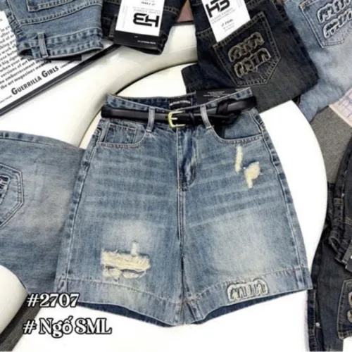 Quần Jeans Nữ Trơn Ống Rộng Vải Dày Mềm Không Co Giãn