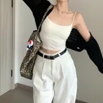 Quần Jeans Nữ Trơn Ống Rộng Vải Dày Mềm Không Co Giãn