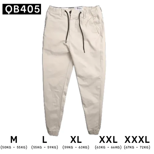 Quần kaki jogger nam màu kem co giãn