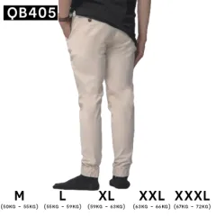 Quần kaki jogger nam màu kem co giãn