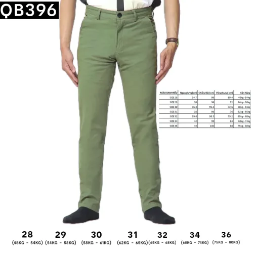 Quần Kaki Nam Dài QB396 Xanh Rêu Co Giãn