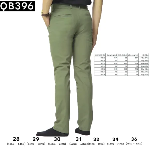Quần Kaki Nam Dài QB396 Xanh Rêu Co Giãn