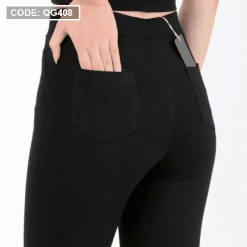 Chỗ sỉ quần Leggin nữ 2 túi sau màu đen kèm túi cao cấp