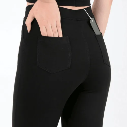 Chỗ sỉ quần Leggin nữ 2 túi sau màu đen kèm túi cao cấp