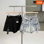 Quần Short Jean Nữ Thêu Logo Không Co Giãn Đứng Form Chuẩn