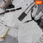 Quần Short Jean Nữ Thêu Logo Không Co Giãn Đứng Form Chuẩn