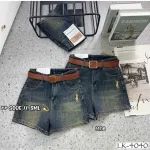 Quần Short Jean Nữ Thêu Logo Không Co Giãn Đứng Form Chuẩn