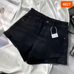 Quần Short Jean Nữ Thêu Logo Không Co Giãn Đứng Form Chuẩn