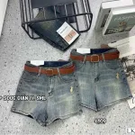 Quần Short Jean Nữ Thêu Logo Không Co Giãn Đứng Form Chuẩn