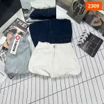 Quần Short Jean Nữ Thêu Logo Không Co Giãn Đứng Form Chuẩn
