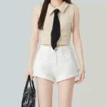 Quần short nữ jean trơn QG295, chất jean không co giãn, đứng form, 5 màu
