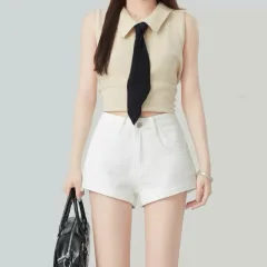 Quần short nữ jean trơn QG295, chất jean không co giãn, đứng form, 5 màu