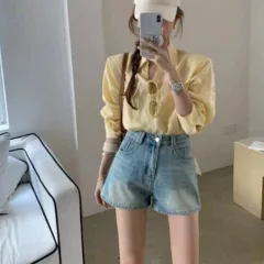 Chuyên sỉ quần Short Jean Trơn Nữ Không Co Giãn Đứng Form Chuẩn Mặc Cực Xinh
