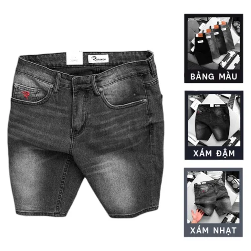 Quần short jeans Rurumen dành cho nam, phối logo cao cấp VNXK (có size 36)