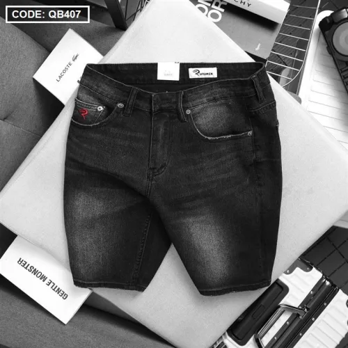 Quần short jeans Rurumen dành cho nam, phối logo cao cấp VNXK (có size 36)