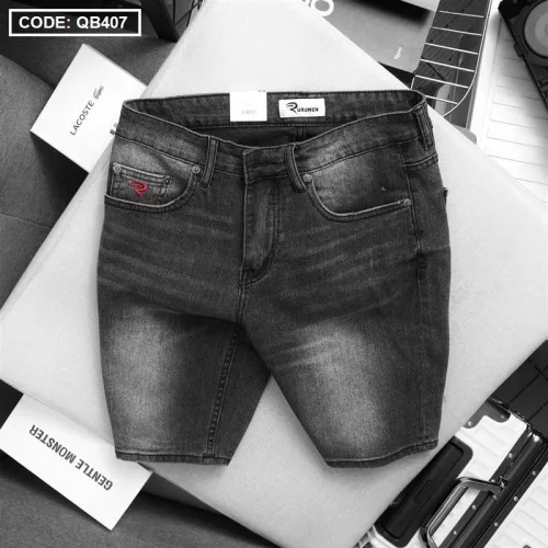 Quần short jeans Rurumen dành cho nam, phối logo cao cấp VNXK (có size 36)
