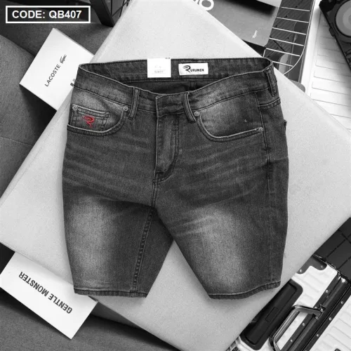 Quần short jeans Rurumen dành cho nam, phối logo cao cấp VNXK (có size 36)