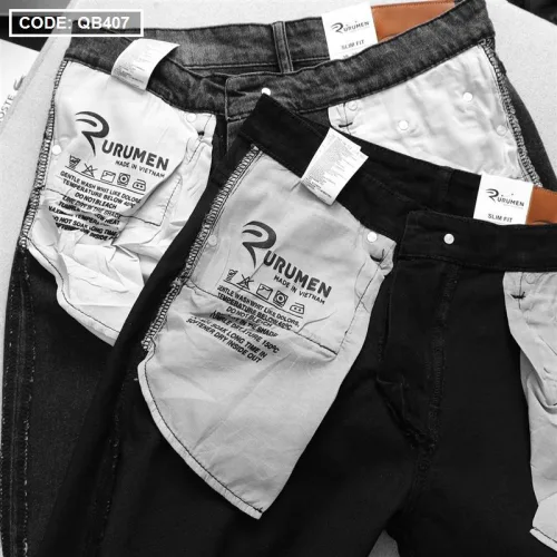 Quần short jeans Rurumen dành cho nam, phối logo cao cấp VNXK (có size 36)