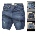 Quần short jeans Rurumen nam màu xanh, hàng VNXK cao cấp
