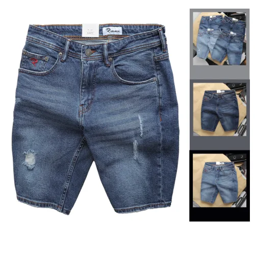 Quần short jeans Rurumen nam màu xanh, hàng VNXK cao cấp