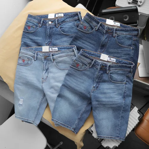 Quần short jeans Rurumen nam màu xanh, hàng VNXK cao cấp