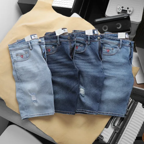 Quần short jeans Rurumen nam màu xanh, hàng VNXK cao cấp