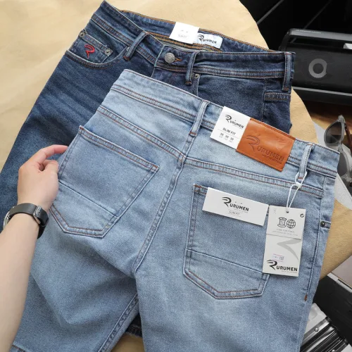Quần short jeans Rurumen nam màu xanh, hàng VNXK cao cấp