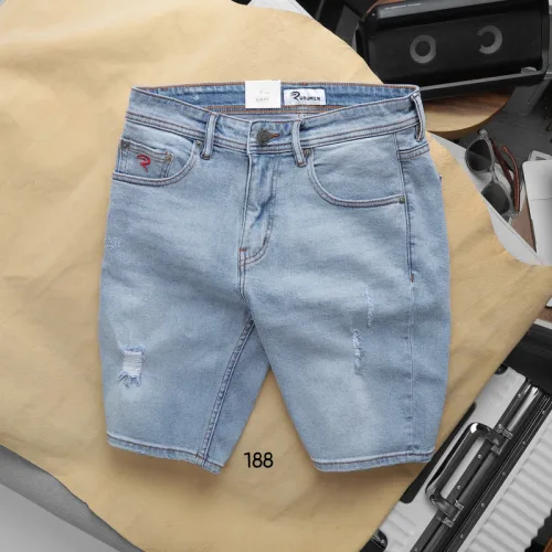 Quần short jeans Rurumen nam màu xanh, hàng VNXK cao cấp