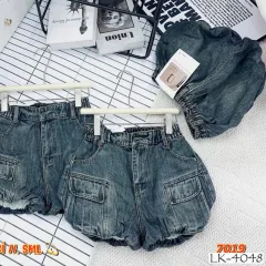Quần Short Jeans Nữ QG308 Ống Suông, Dáng Bí Ngô, Chất Vải Dày Mềm