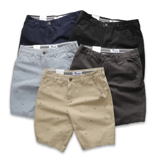 Quần short nam kaki co giãn Rurumen họa tiết nhí QB415