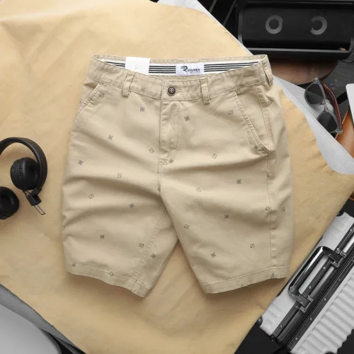 Quần short nam kaki co giãn Rurumen họa tiết nhí QB415