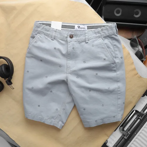 Quần short nam kaki co giãn Rurumen họa tiết nhí QB415