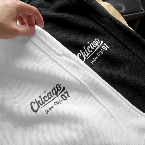 Quần Short Nam Thun In Chữ Chicago Dáng Thể Thao