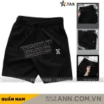 Quần short nam Pack Horse thun đen thêu chữ X