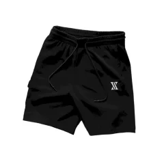 Quần short nam Pack Horse thun đen thêu chữ X