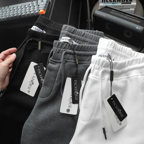 Quần short nam vải thun thêu logo chữ, size 50-80kg