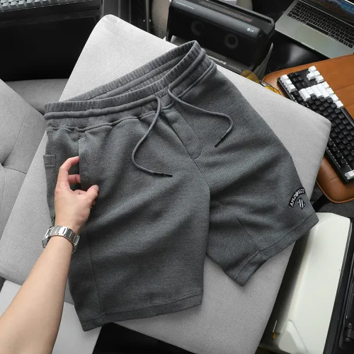 Quần short nam vải thun thêu logo chữ, size 50-80kg