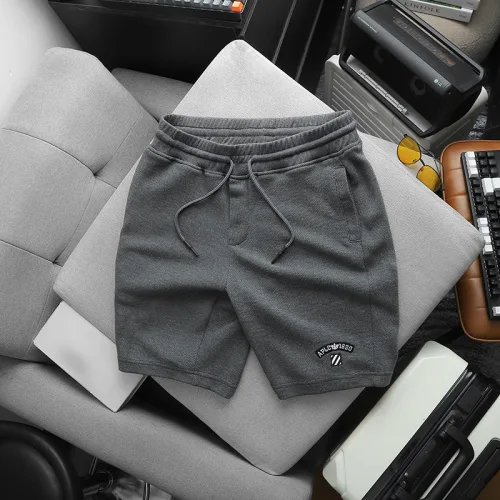 Quần short nam vải thun thêu logo chữ, size 50-80kg
