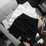 Quần short nam vải thun thêu logo chữ, size 50-80kg