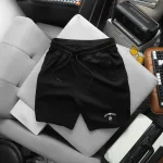 Quần short nam vải thun thêu logo chữ, size 50-80kg