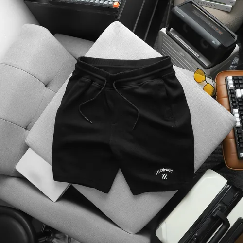 Quần short nam vải thun thêu logo chữ, size 50-80kg