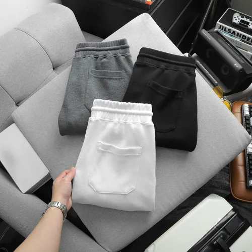 Quần short nam vải thun thêu logo chữ, size 50-80kg