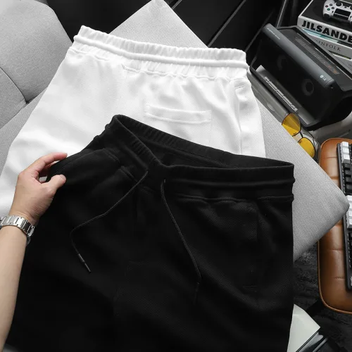 Quần short nam vải thun thêu logo chữ, size 50-80kg